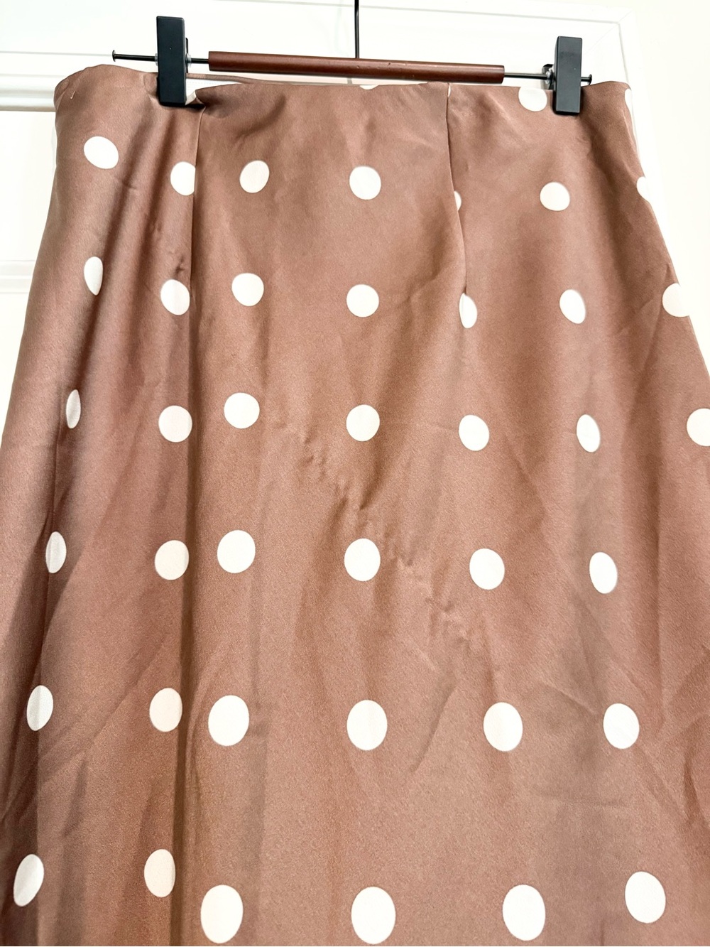 NWT LOFT Brown Midi Skirt with White Polka Dots - Picture 4 of 4